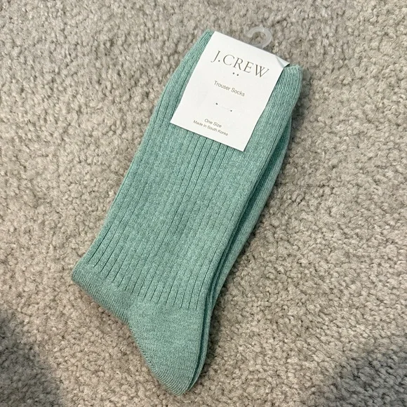 NWT J. Crew ribbed sparkly green trouser socks - Picture 1 of 3